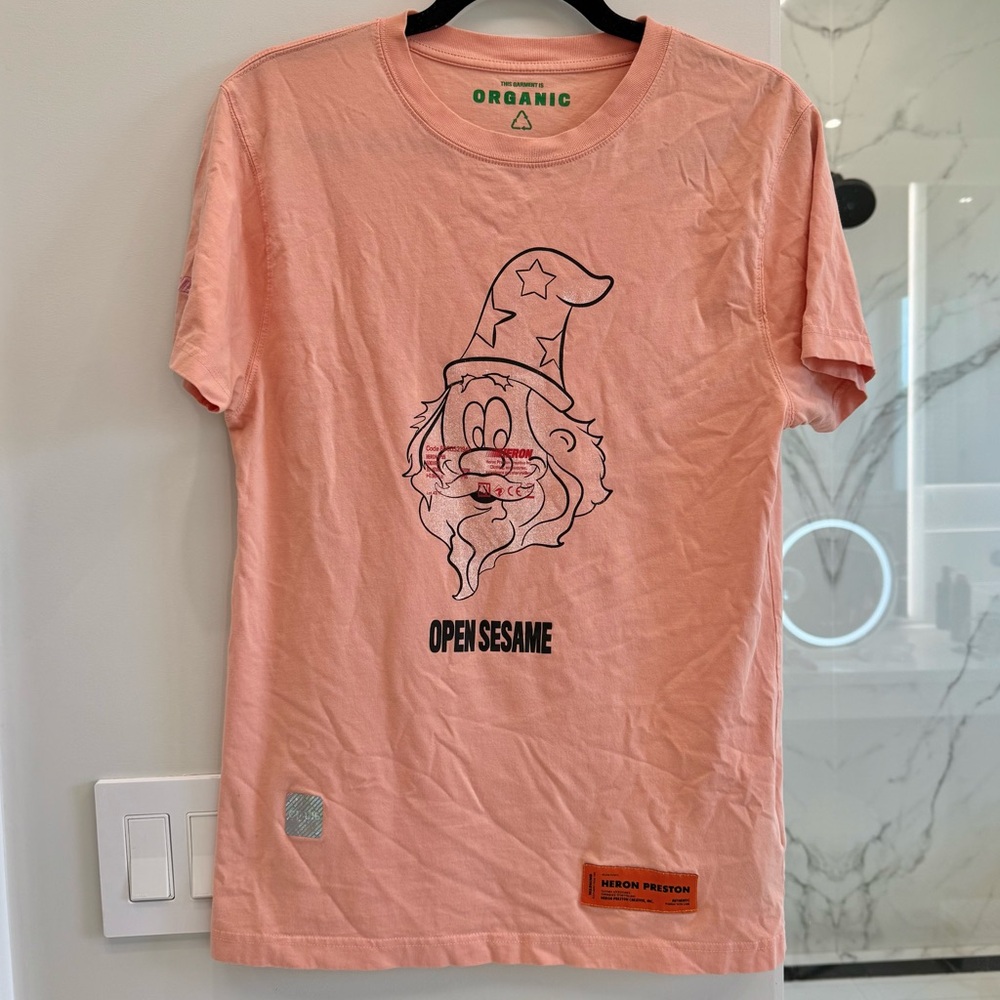 Heron Preston SS Pink Peach Open Sesame T-Shirt Size XS